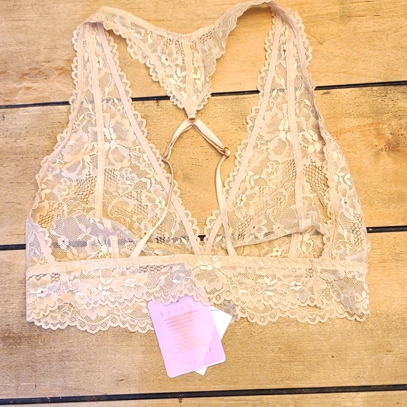 SAVAGE X FENTY Floral Lace Racerback Bralette / Pink Rose Quartz Medium NWT - Picture 8 of 12